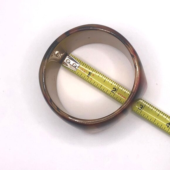 Chunky Striped Lucite Style Square Bangle Bracelet Amber Gold Burgundy Green - Picture 3 of 14